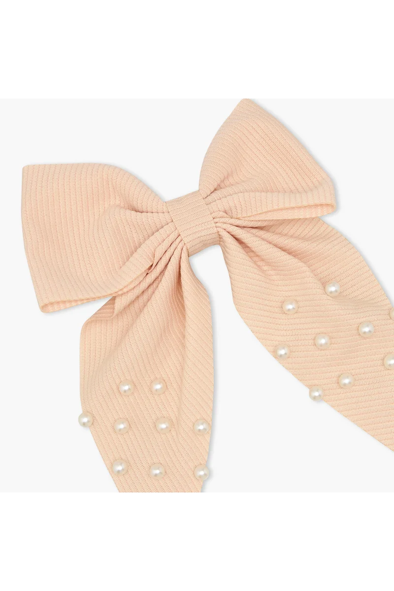 LIFESTYLE Bow Hair Clip with Pearl Embellished Design